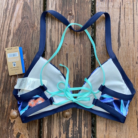 Patagonia Nanogrip Bikini Top Strappy Flores Navy - Picture 3 of 3